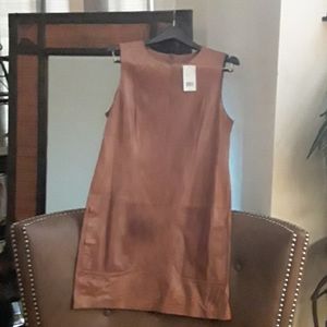 Vince Sheath leather dress with two front pockets